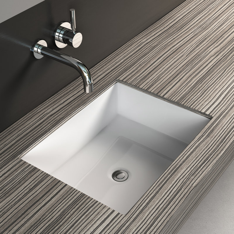 Cantrio Koncepts 15.625'' White Rectangular Undermount Bathroom Sink